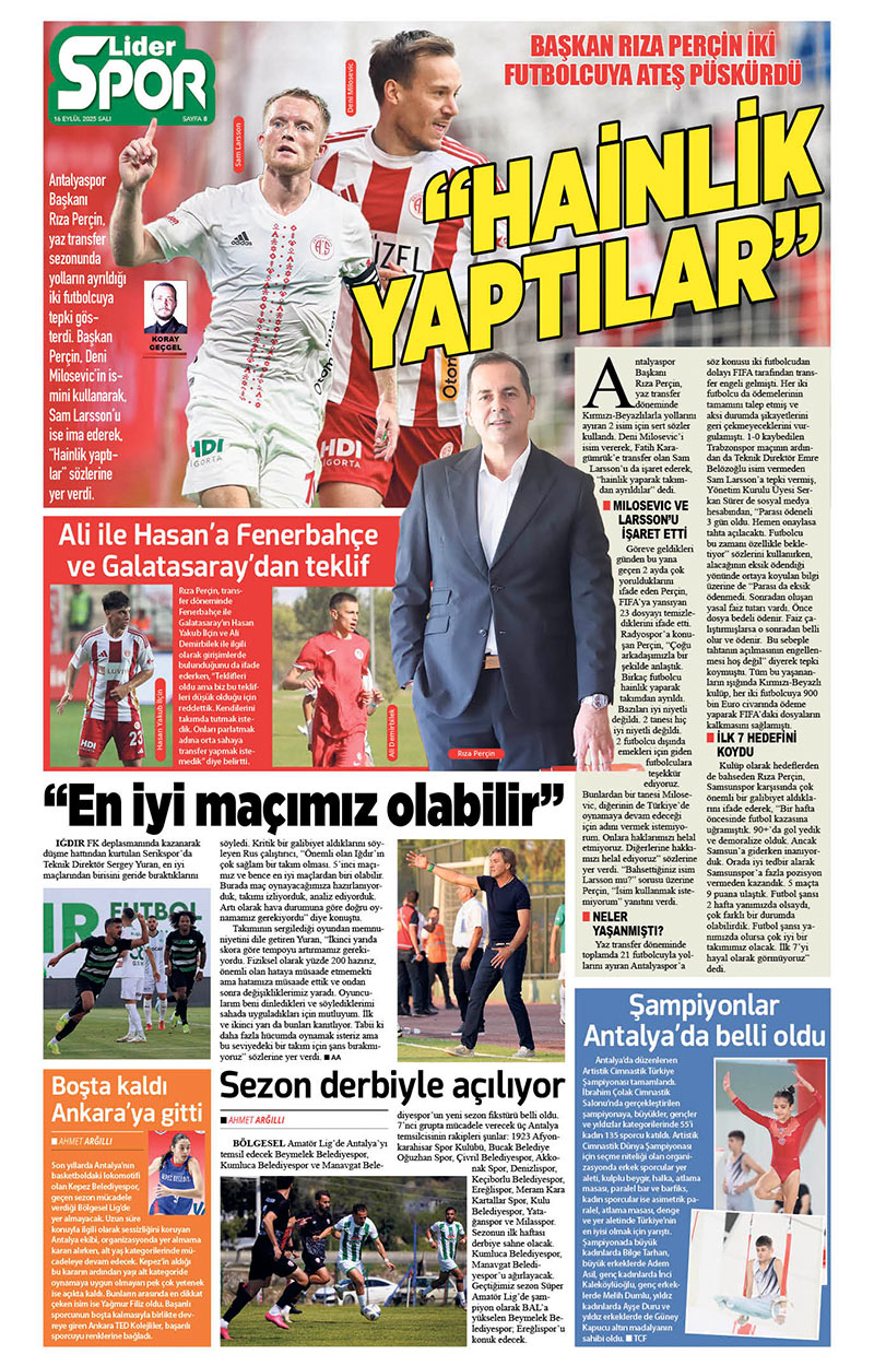 16 E Y L Ü L 2025 L İ D E R G A Z E T E A N T A L Y A 8