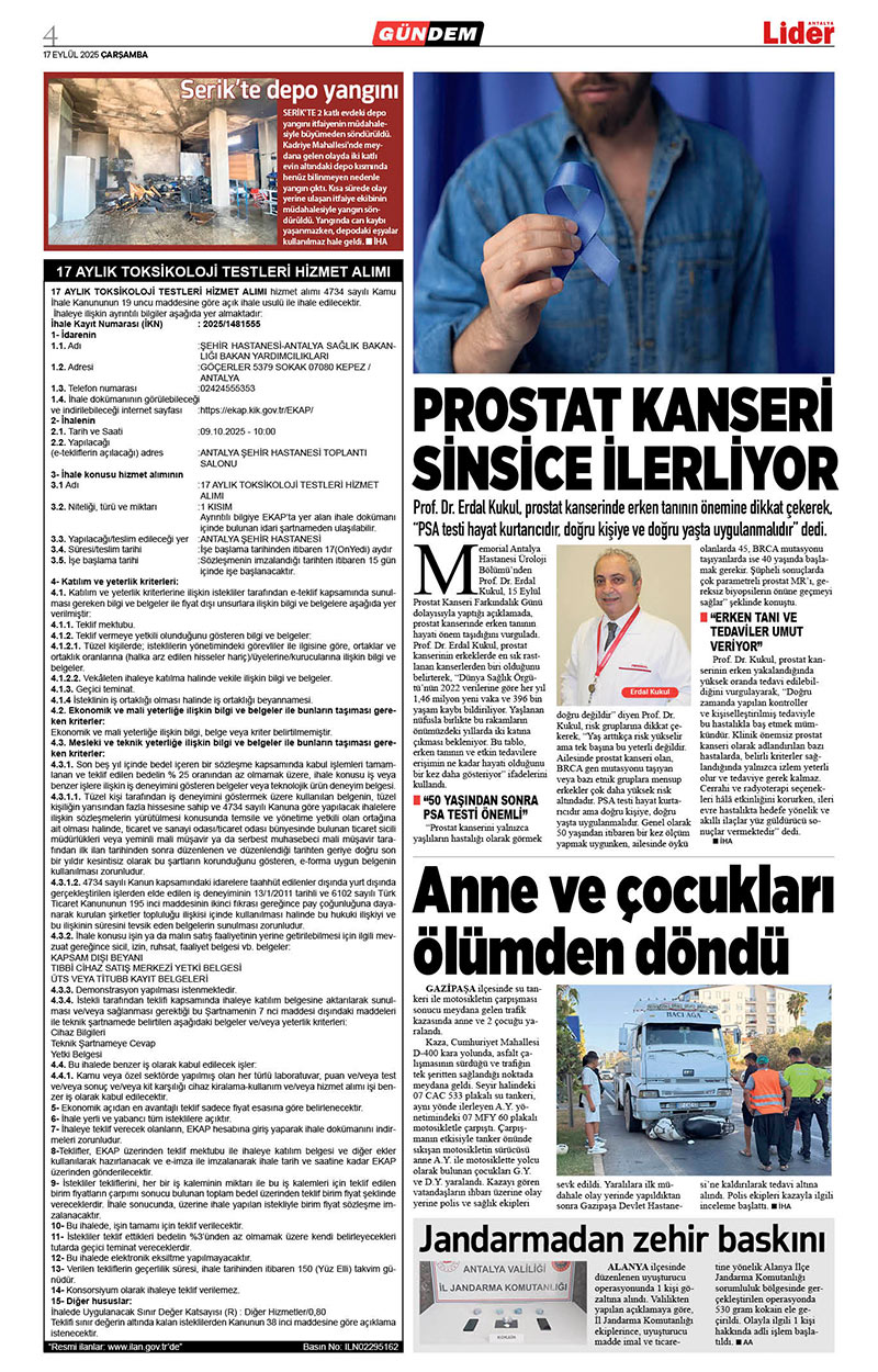 17 E Y L Ü L 2025 L İ D E R G A Z E T E A N T A L Y A 4
