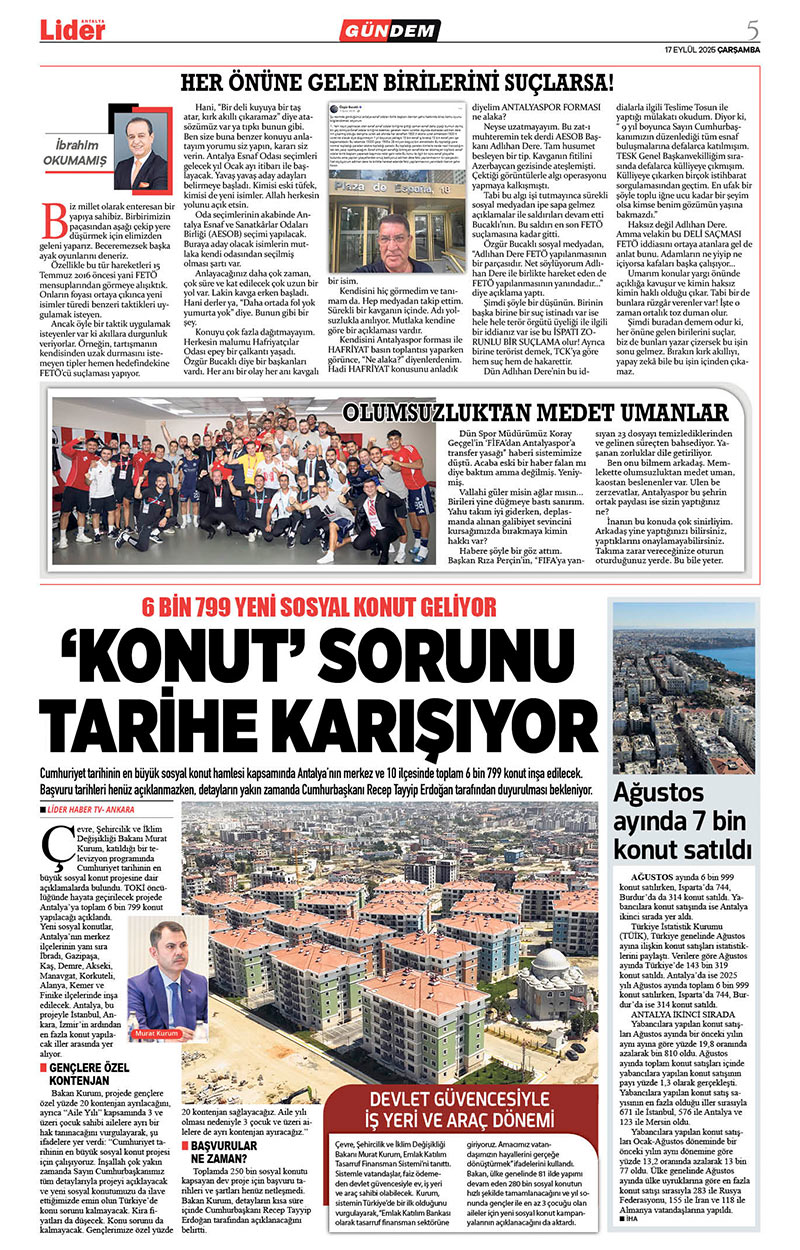 17 E Y L Ü L 2025 L İ D E R G A Z E T E A N T A L Y A 5