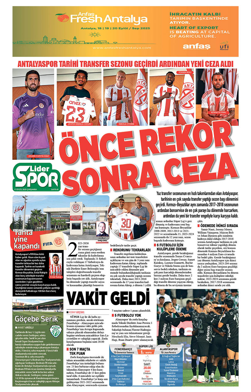 17 E Y L Ü L 2025 L İ D E R G A Z E T E A N T A L Y A 8