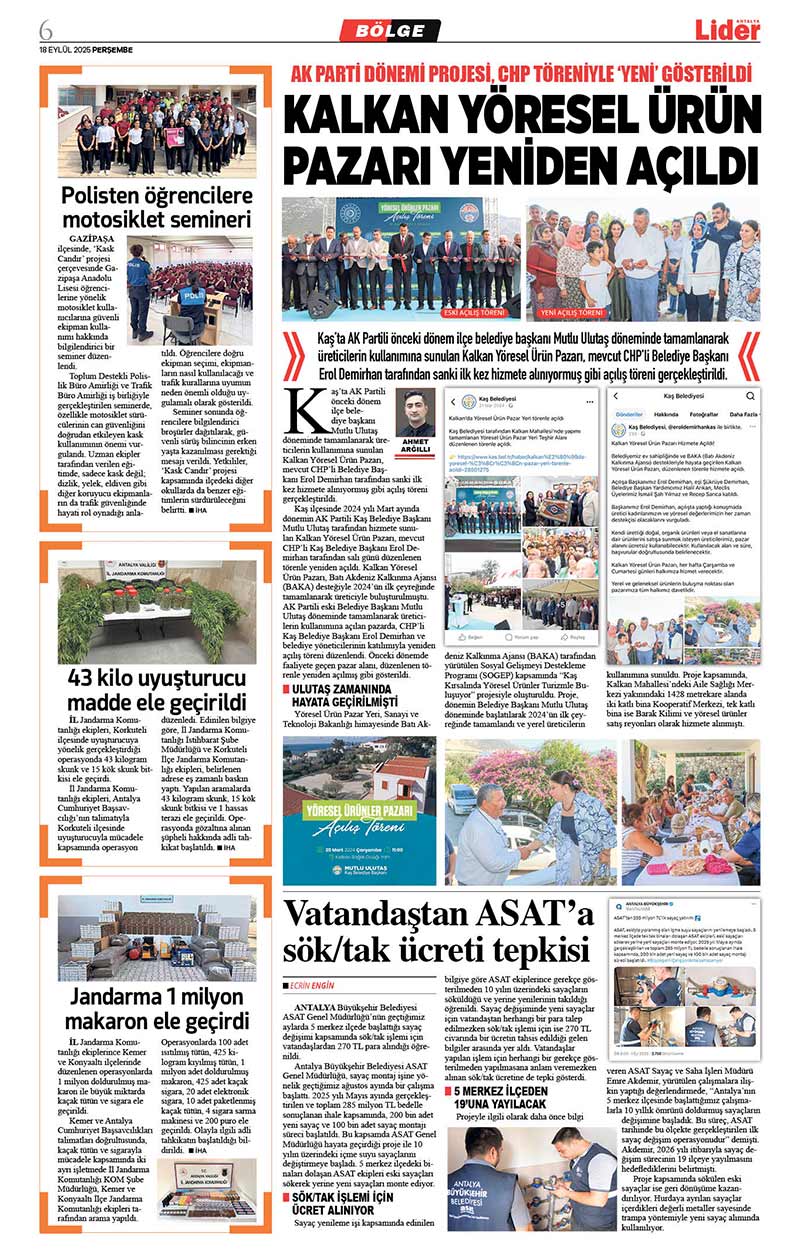 18 E Y L Ü L 2025 L İ D E R G A Z E T E A N T A L Y A 6