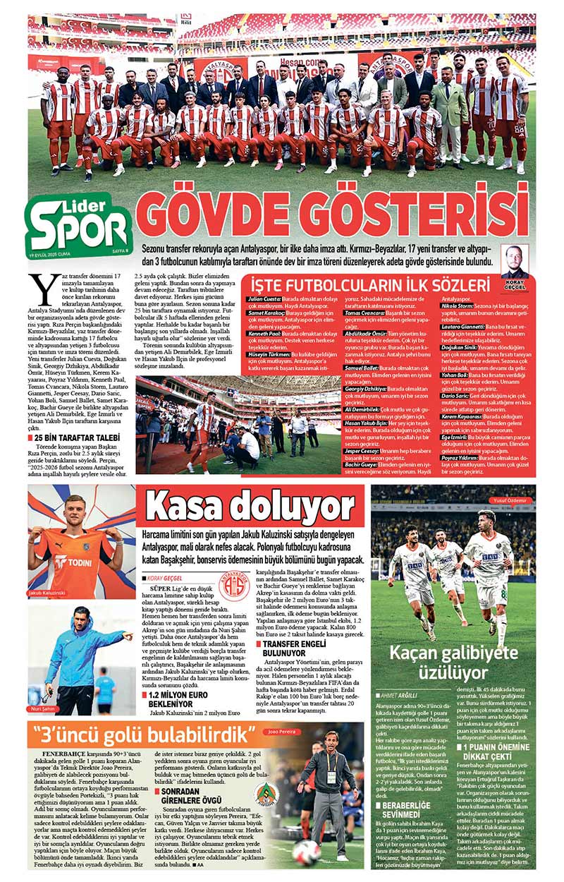 19 E Y L Ü L 2025 L İ D E R G A Z E T E A N T A L Y A 8