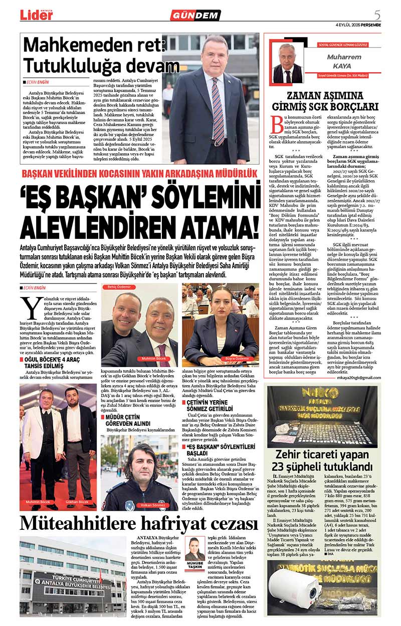 4 E Y L Ü L 2025 L İ D E R G A Z E T E A N T A L Y A 5