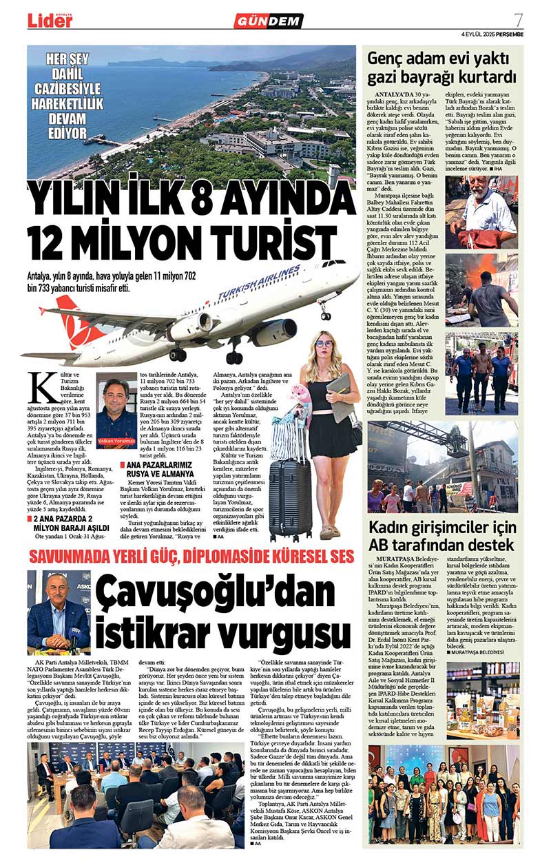 4 E Y L Ü L 2025 L İ D E R G A Z E T E A N T A L Y A 7