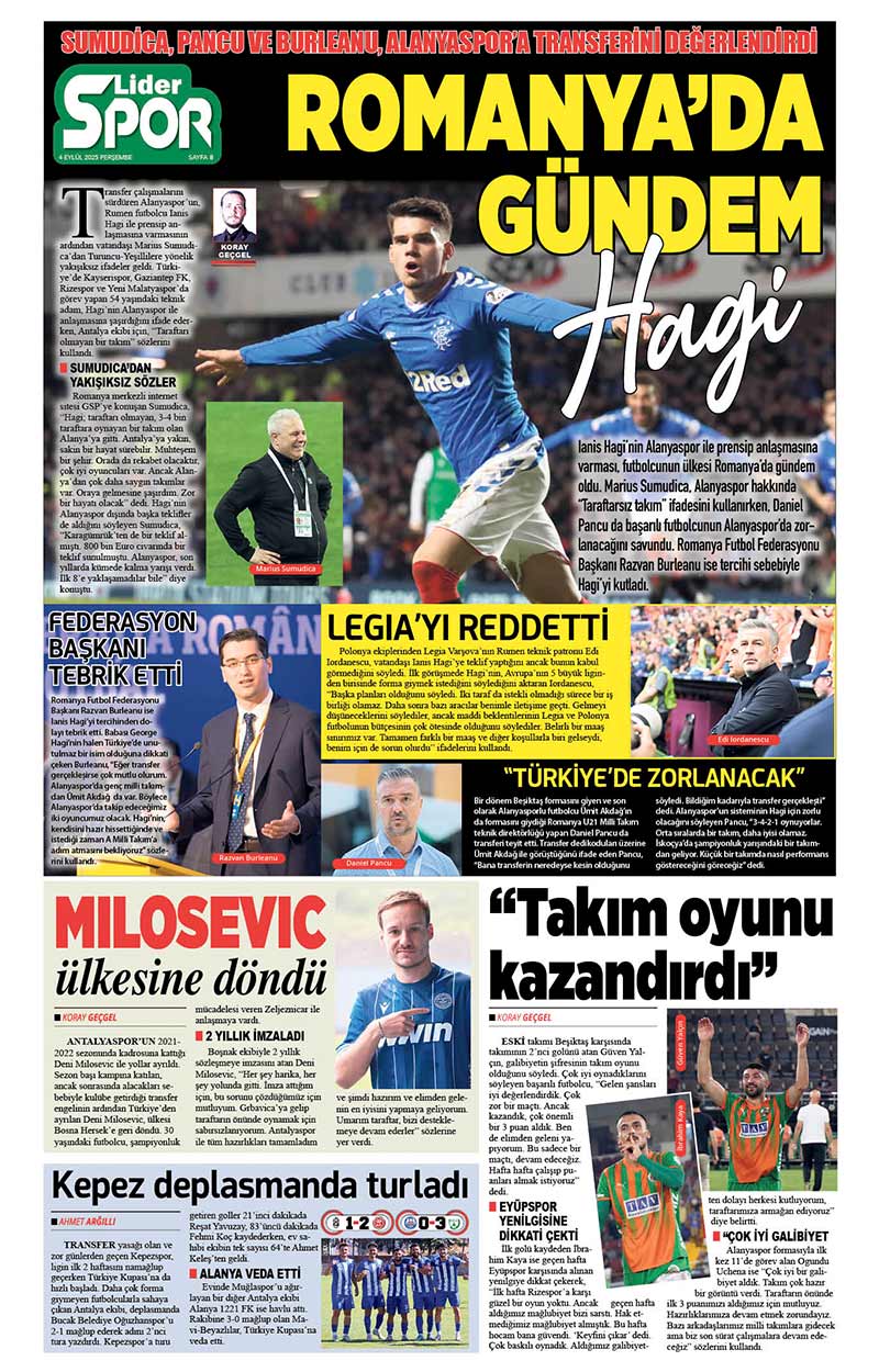 4 E Y L Ü L 2025 L İ D E R G A Z E T E A N T A L Y A 8