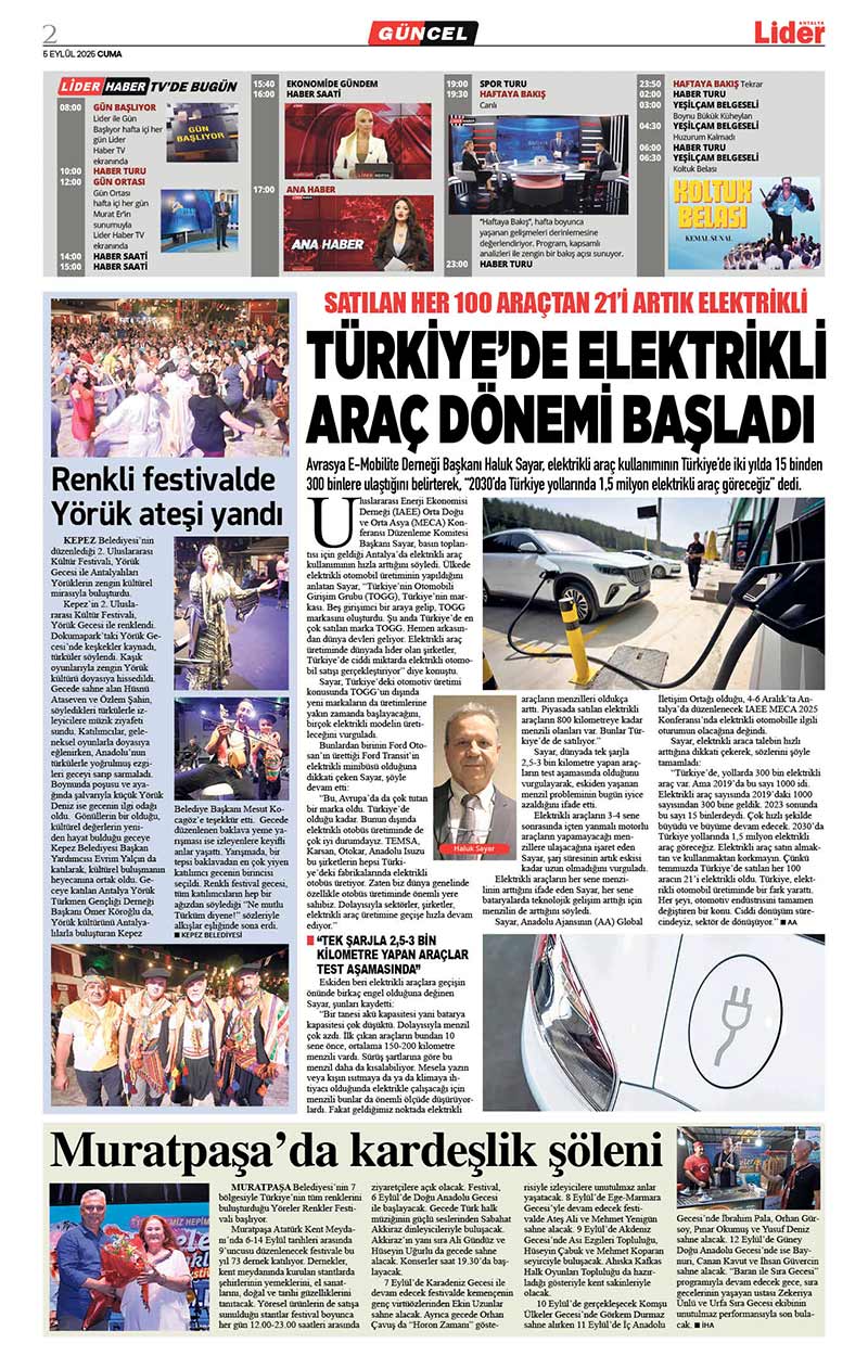 5 E Y L Ü L 2025 L İ D E R G A Z E T E A N T A L Y A 2