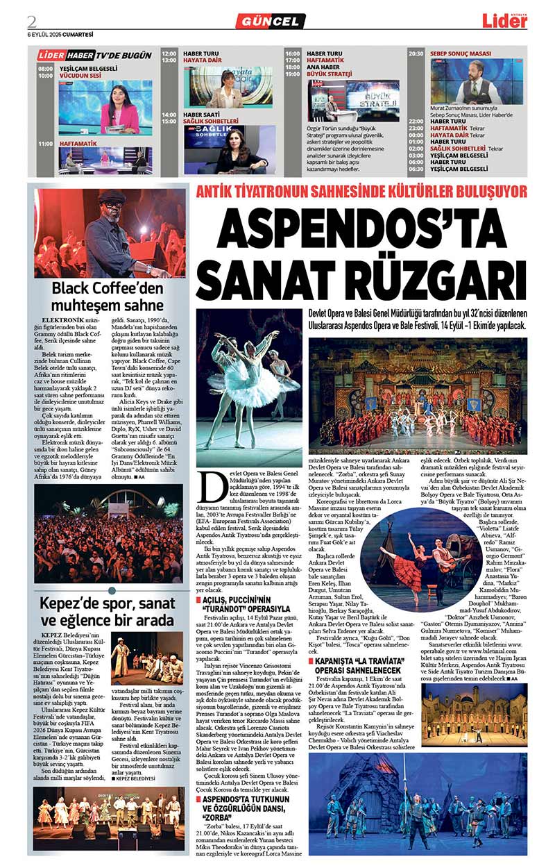 6 E Y L Ü L 2025 L İ D E R G A Z E T E A N T A L Y A 2