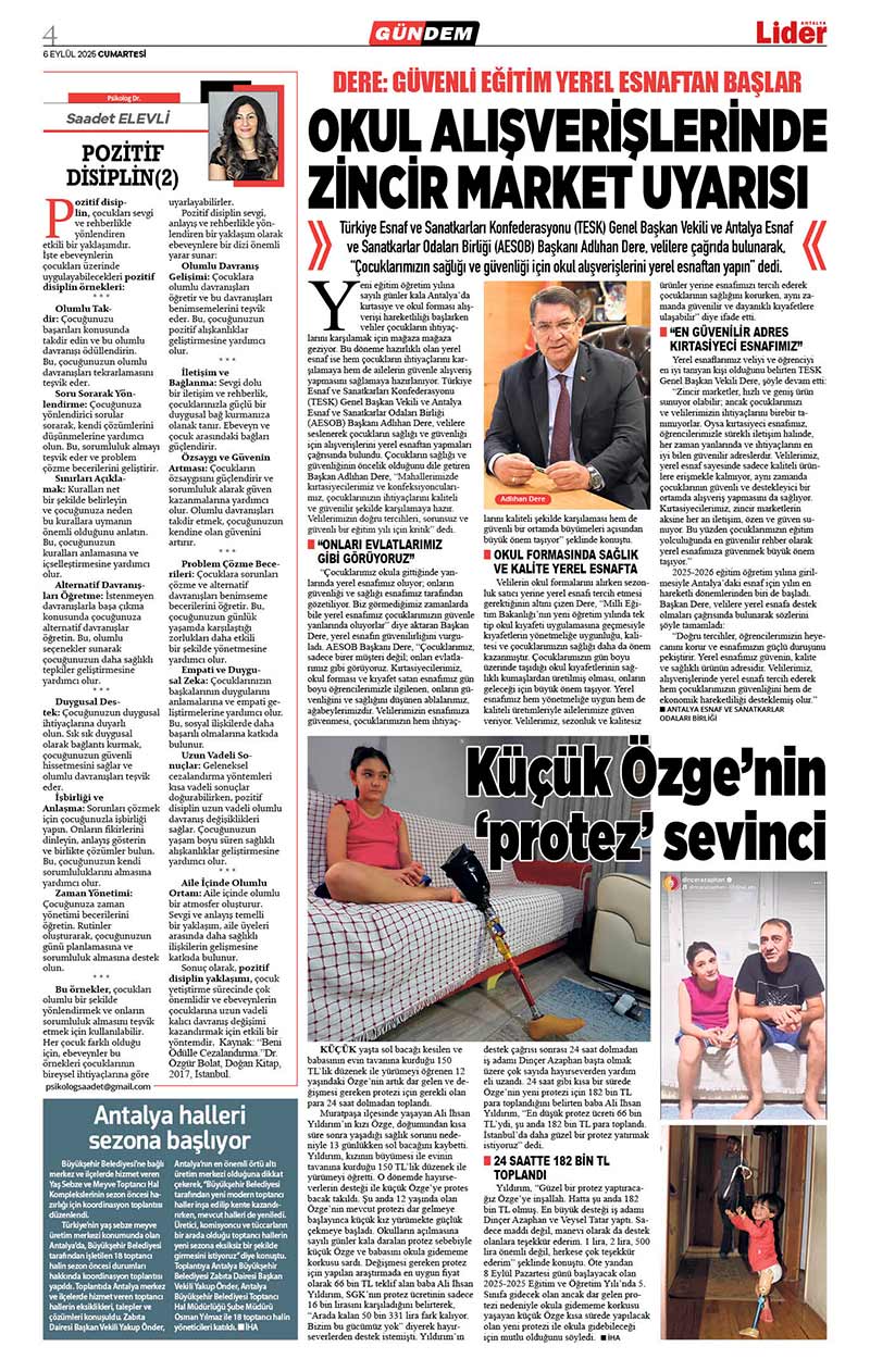 6 E Y L Ü L 2025 L İ D E R G A Z E T E A N T A L Y A 4