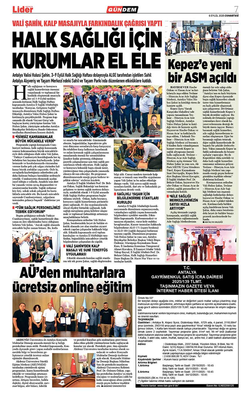 6 E Y L Ü L 2025 L İ D E R G A Z E T E A N T A L Y A 7
