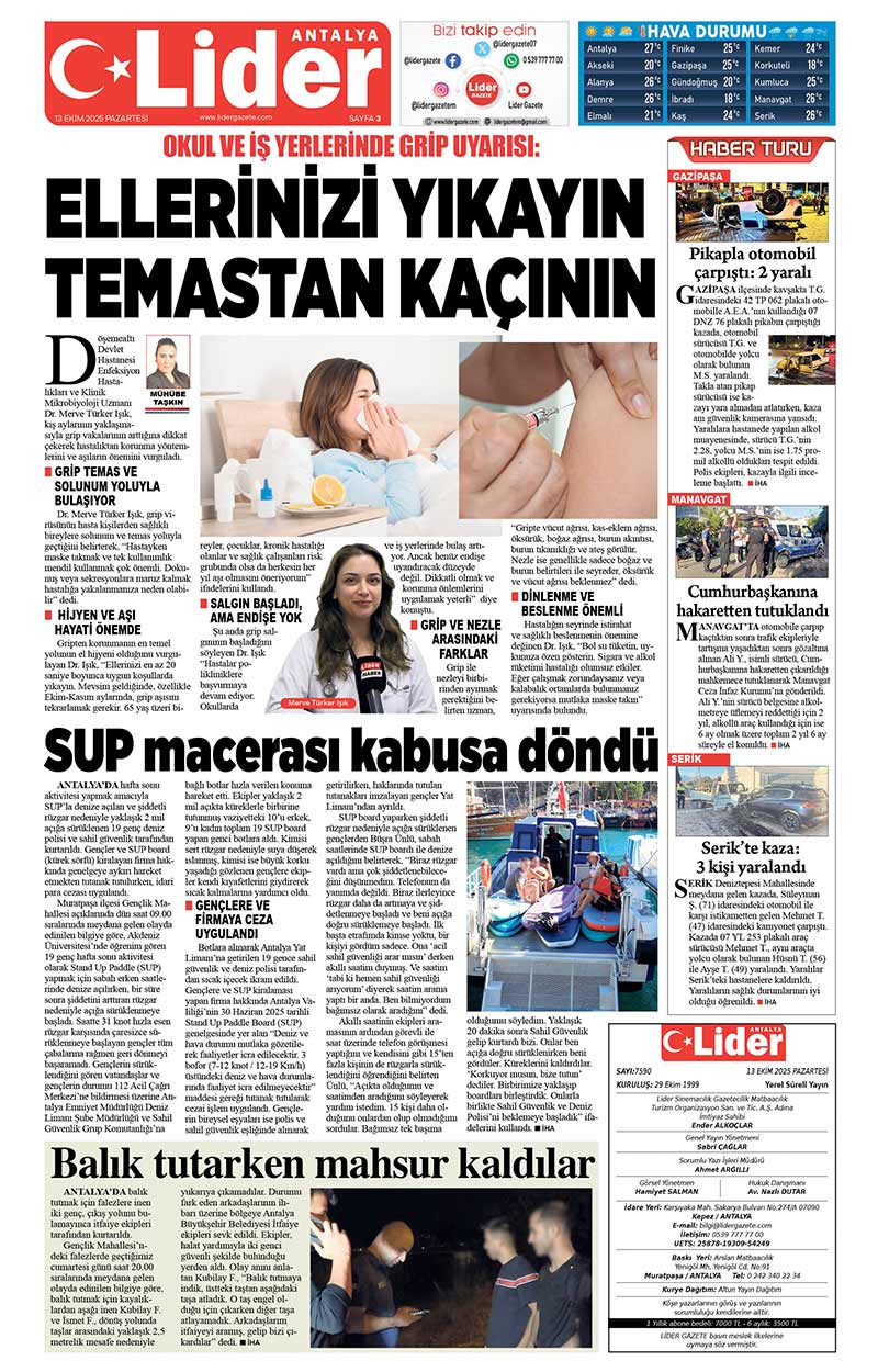 13 E K İ M 2025 L İ D E R G A Z E T E A N T A L Y A 3