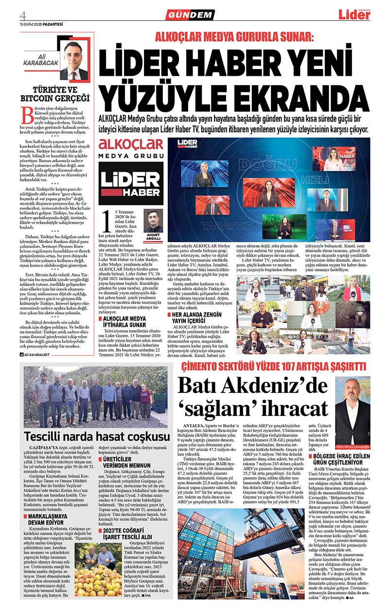 13 E K İ M 2025 L İ D E R G A Z E T E A N T A L Y A 4