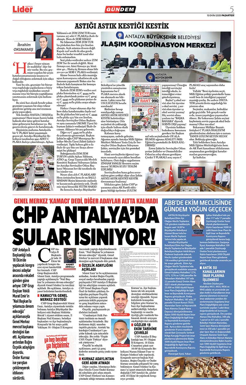 13 E K İ M 2025 L İ D E R G A Z E T E A N T A L Y A 5
