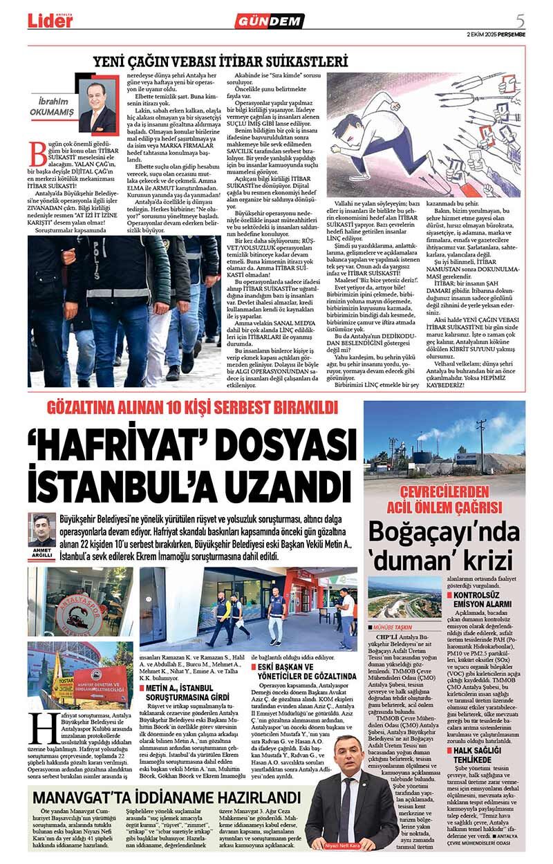 2 E K İ M 2025 L İ D E R G A Z E T E A N T A L Y A 5