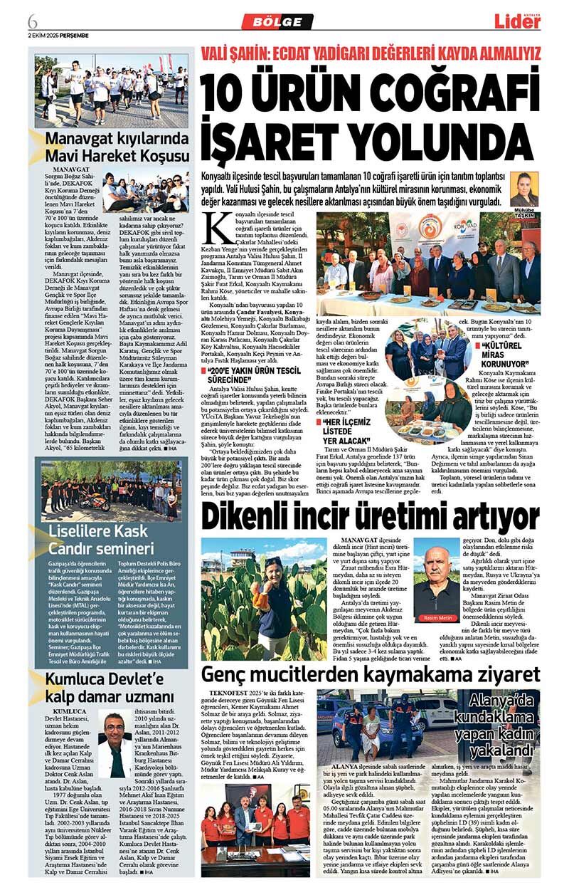 2 E K İ M 2025 L İ D E R G A Z E T E A N T A L Y A 6