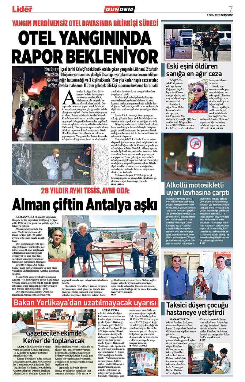2 E K İ M 2025 L İ D E R G A Z E T E A N T A L Y A 7