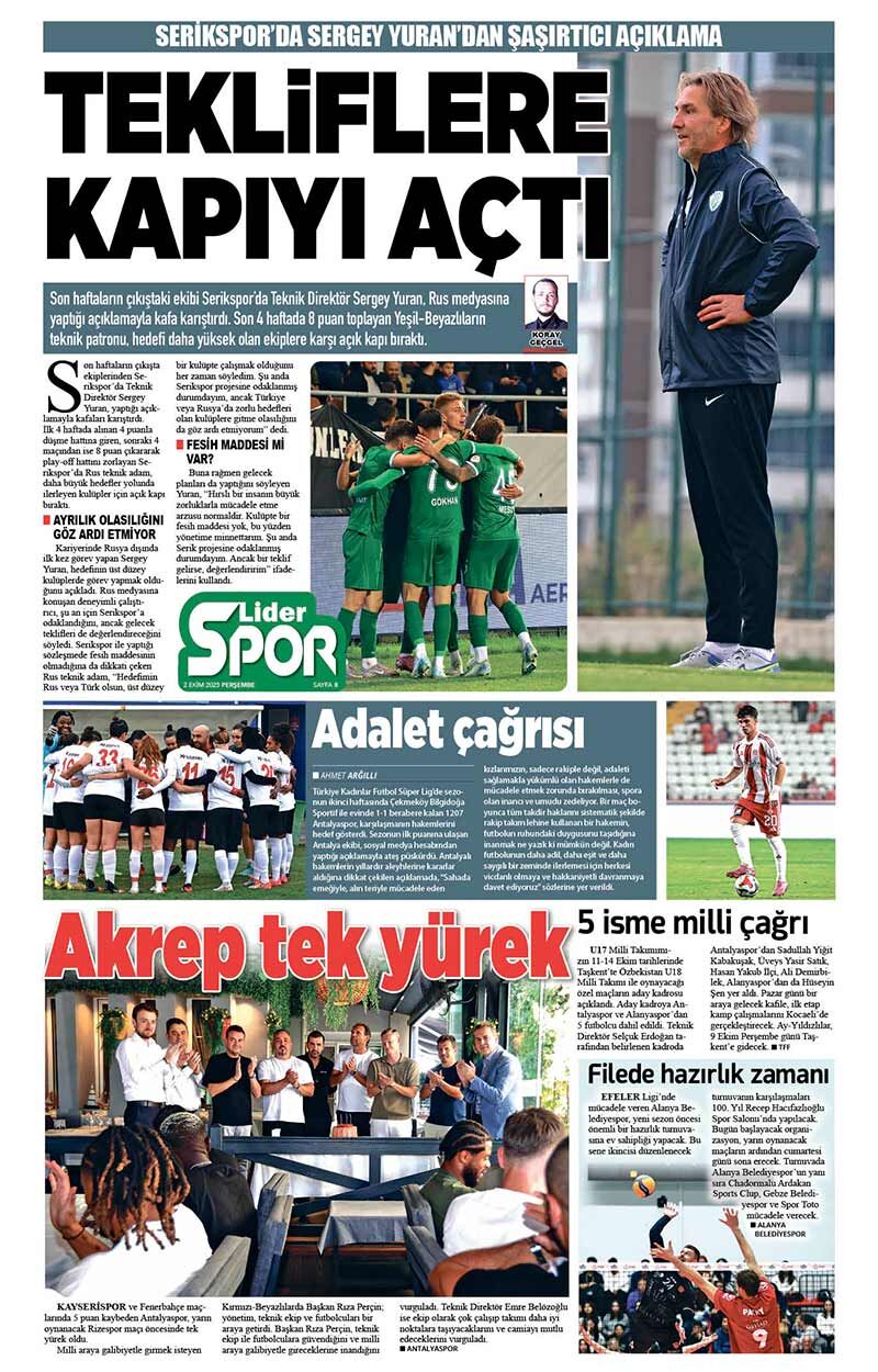 2 E K İ M 2025 L İ D E R G A Z E T E A N T A L Y A 8