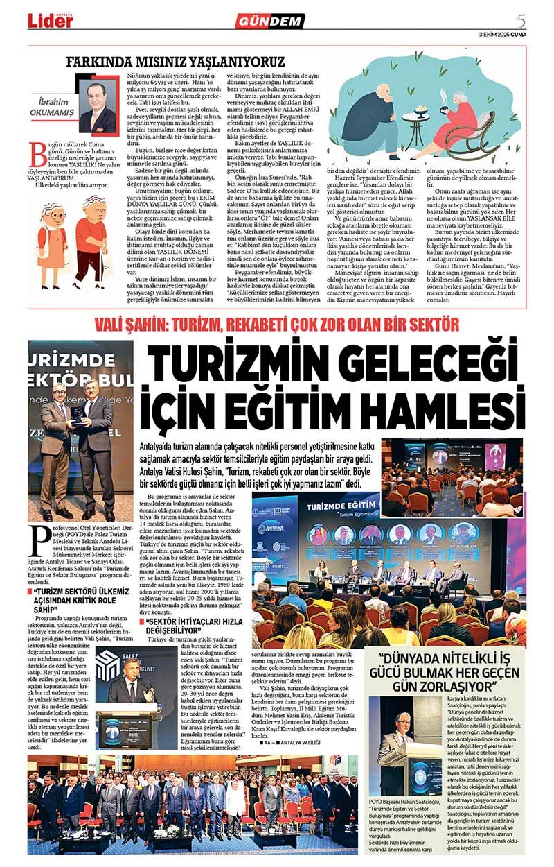 3 E K İ M 2025 L İ D E R G A Z E T E A N T A L Y A 5