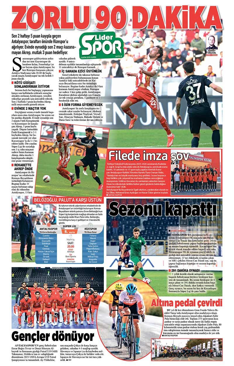 3 E K İ M 2025 L İ D E R G A Z E T E A N T A L Y A 8