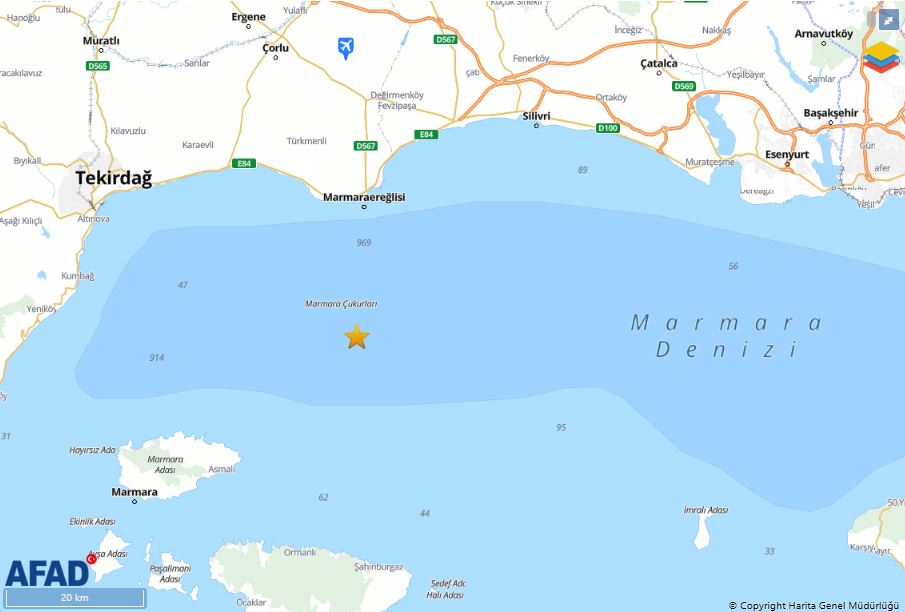 Marmara Denizi’nde Deprem