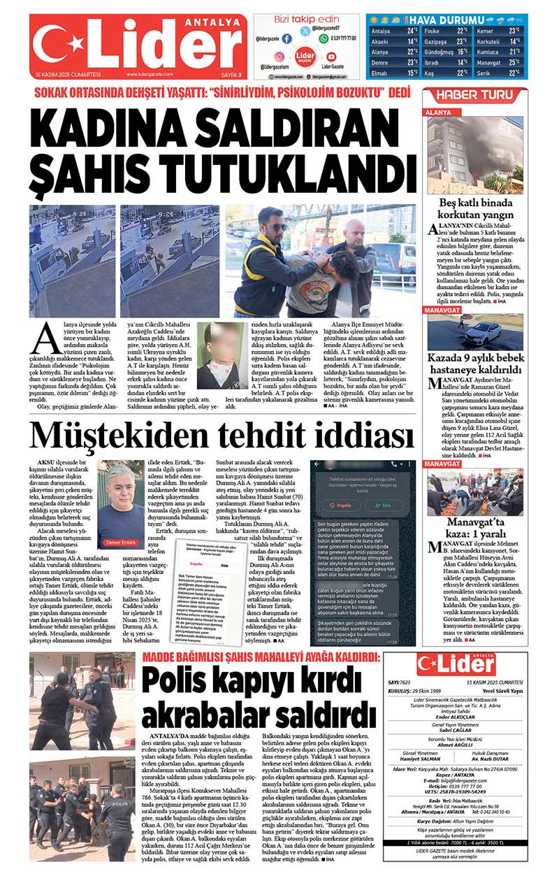 15 K A S I M 2025 L İ D E R G A Z E T E A N T A L Y A 3