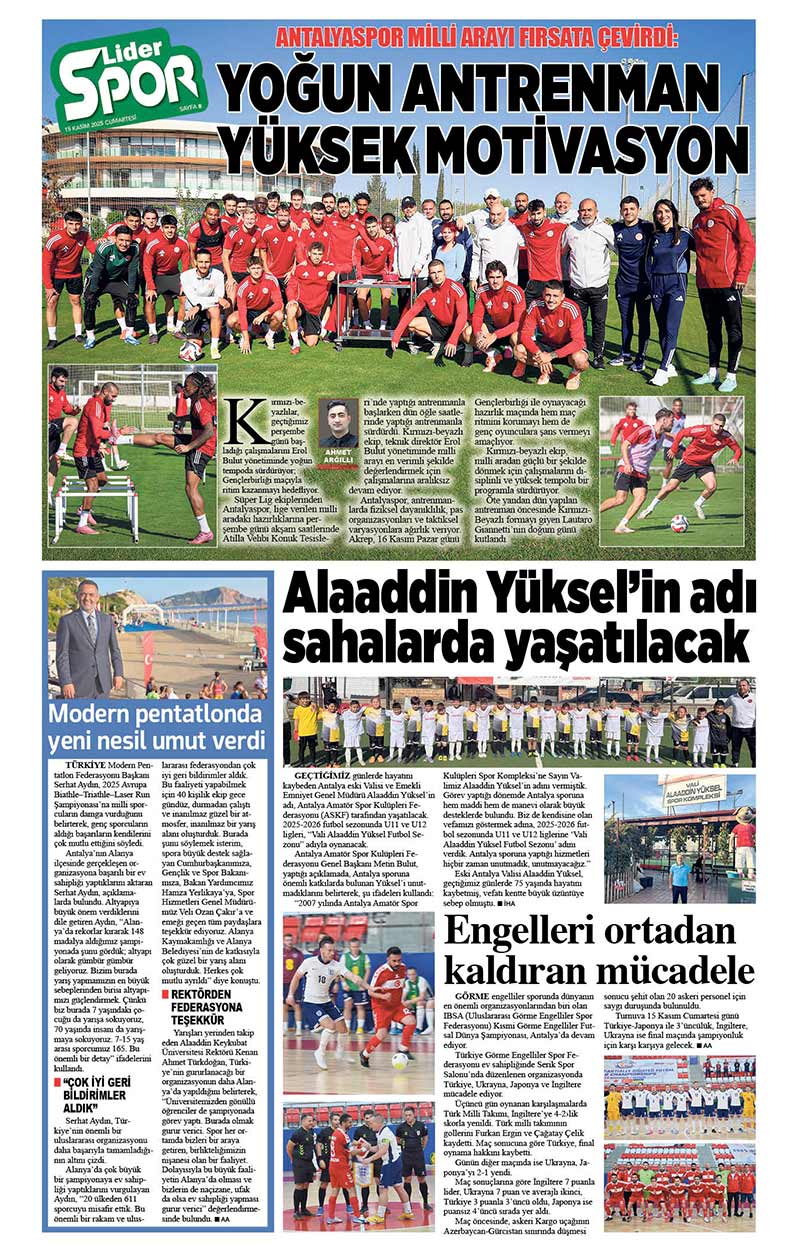 15 K A S I M 2025 L İ D E R G A Z E T E A N T A L Y A 8