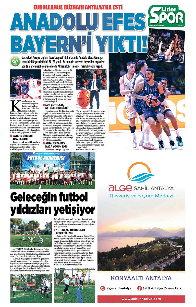 16 K A S I M 2025 L İ D E R G A Z E T E A N T A L Y A 8