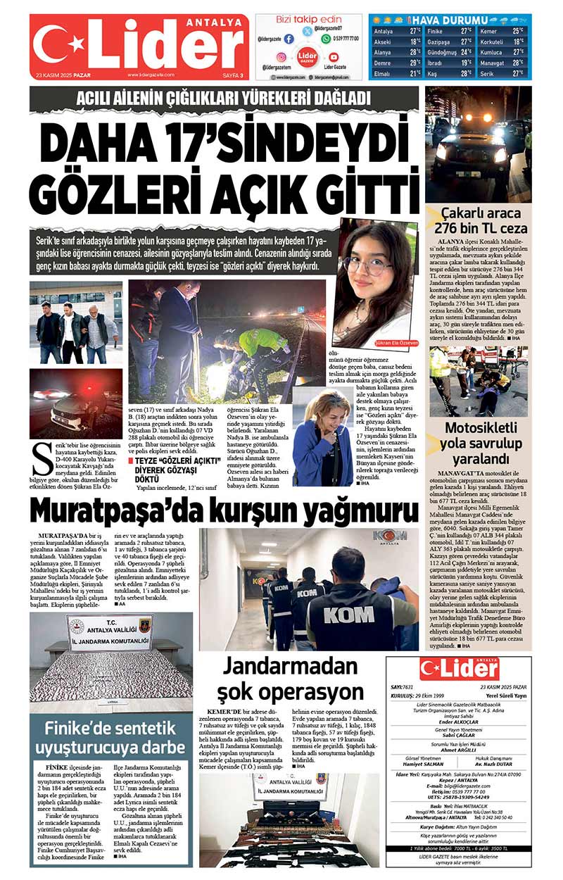 23 K A S I M 2025 L İ D E R G A Z E T E A N T A L Y A 3