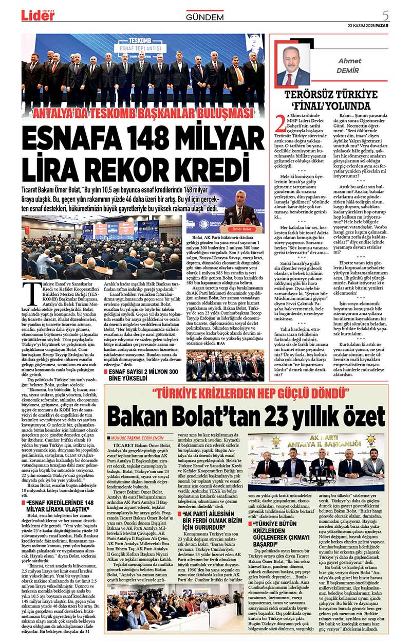 23 K A S I M 2025 L İ D E R G A Z E T E A N T A L Y A 5