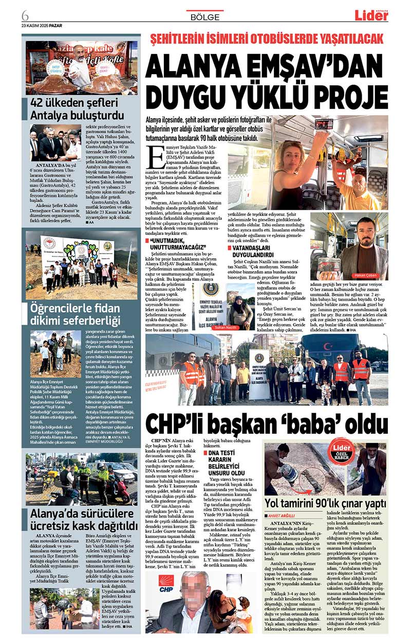 23 K A S I M 2025 L İ D E R G A Z E T E A N T A L Y A 6