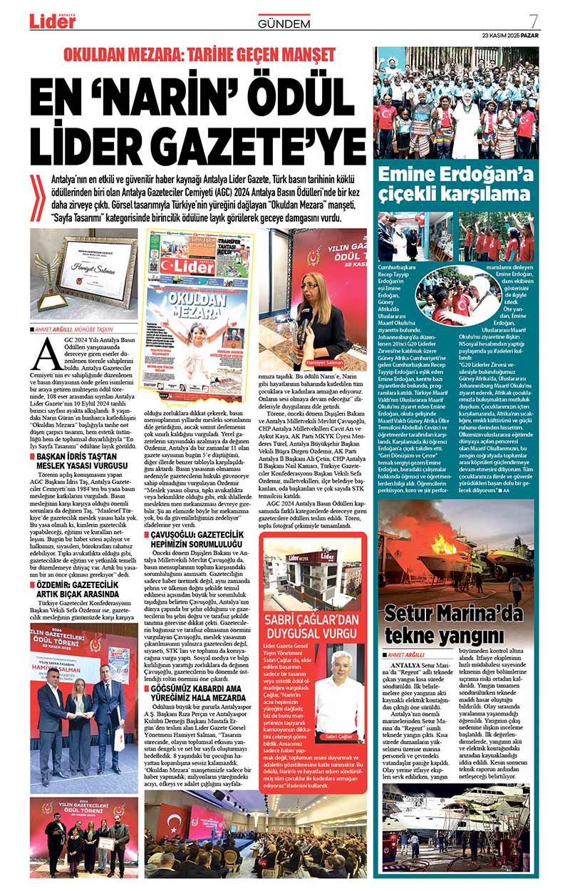 23 K A S I M 2025 L İ D E R G A Z E T E A N T A L Y A 7