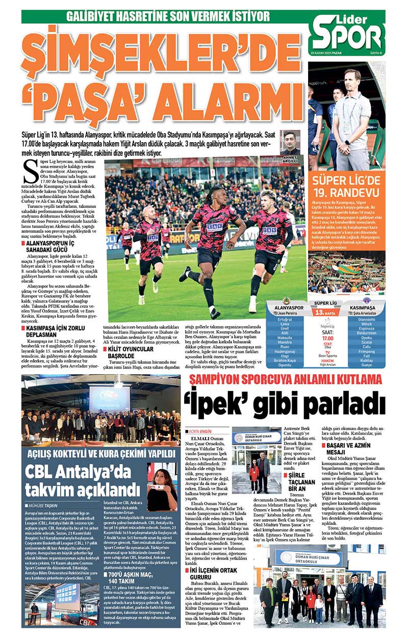 23 K A S I M 2025 L İ D E R G A Z E T E A N T A L Y A 8