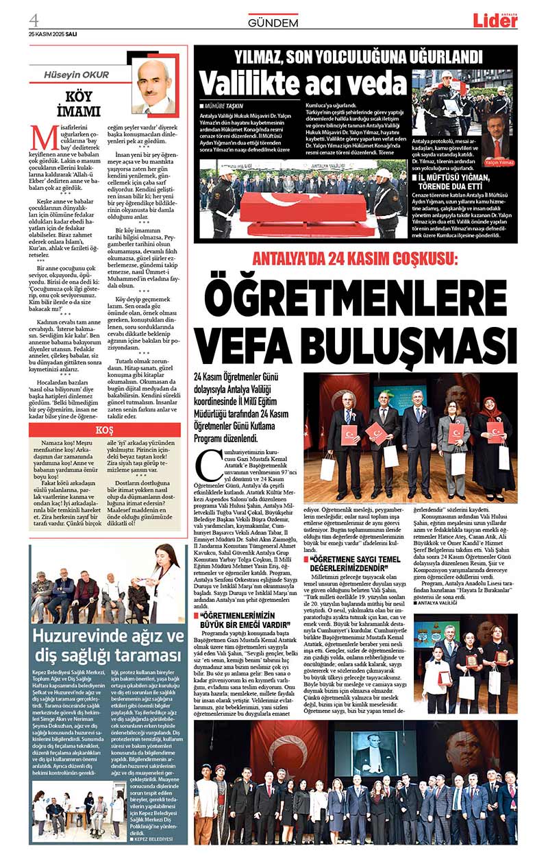 25 K A S I M 2025 L İ D E R G A Z E T E A N T A L Y A 4