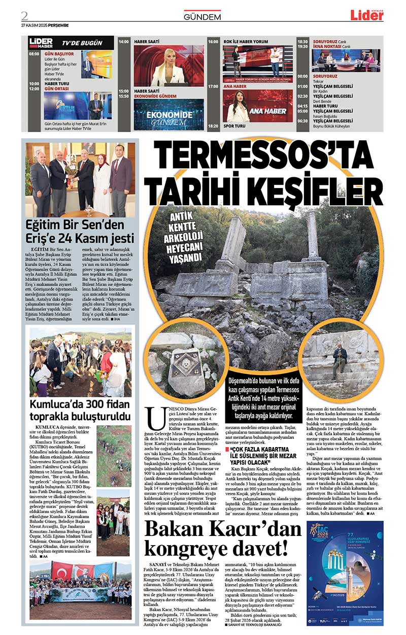 27 K A S I M 2025 L İ D E R G A Z E T E A N T A L Y A 2