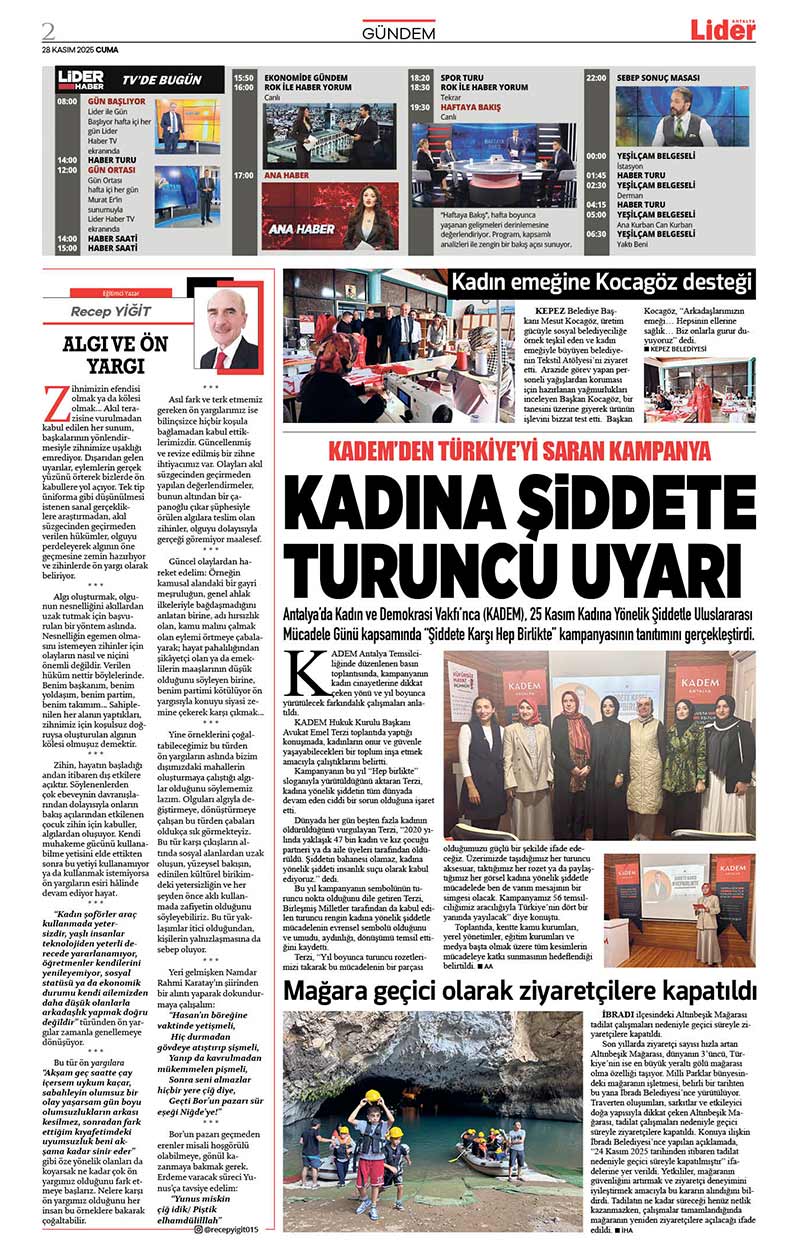 28 K A S I M 2025 L İ D E R G A Z E T E A N T A L Y A 2