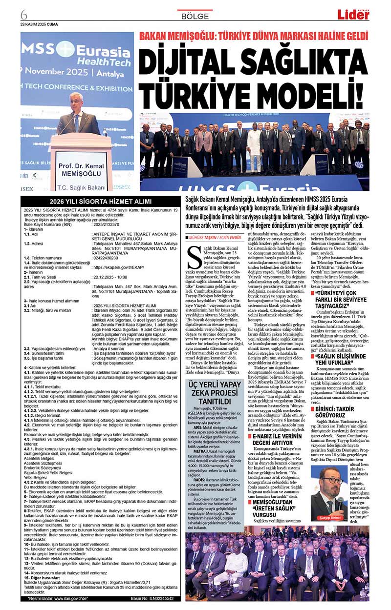28 K A S I M 2025 L İ D E R G A Z E T E A N T A L Y A 6