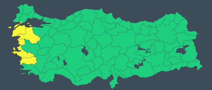 4 Il Için Sarı Kodlu Uyarı