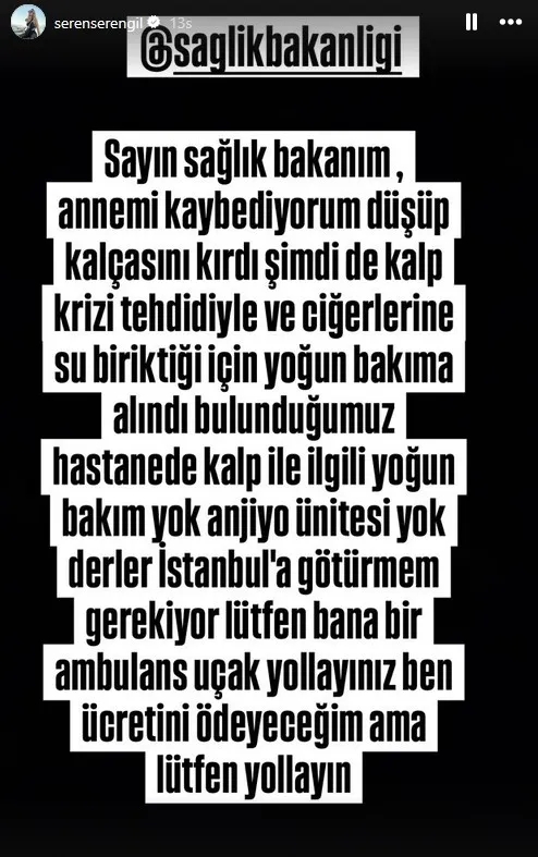 Seren Serengil’den Sağlık Bakanı’na Teşekkür1