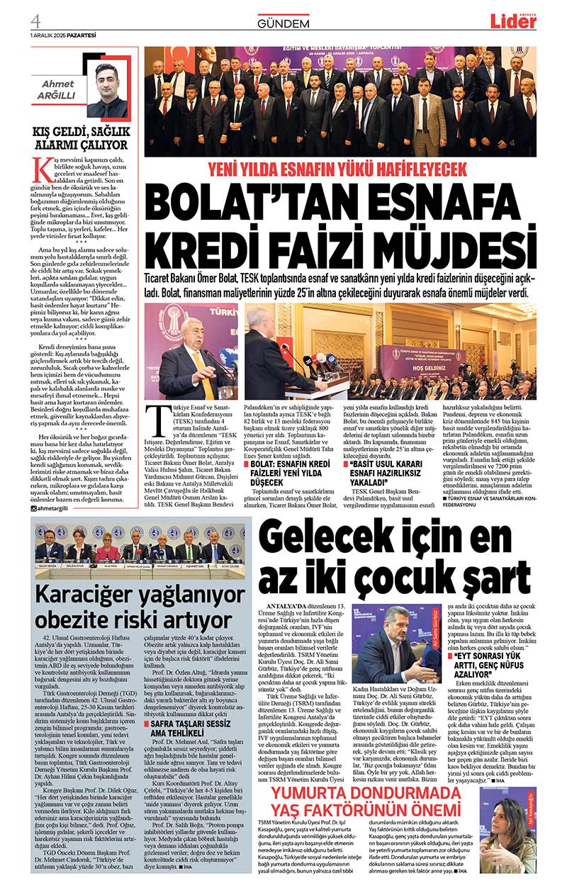 1 A R A L I K 2025 L İ D E R G A Z E T E A N T A L Y A 4