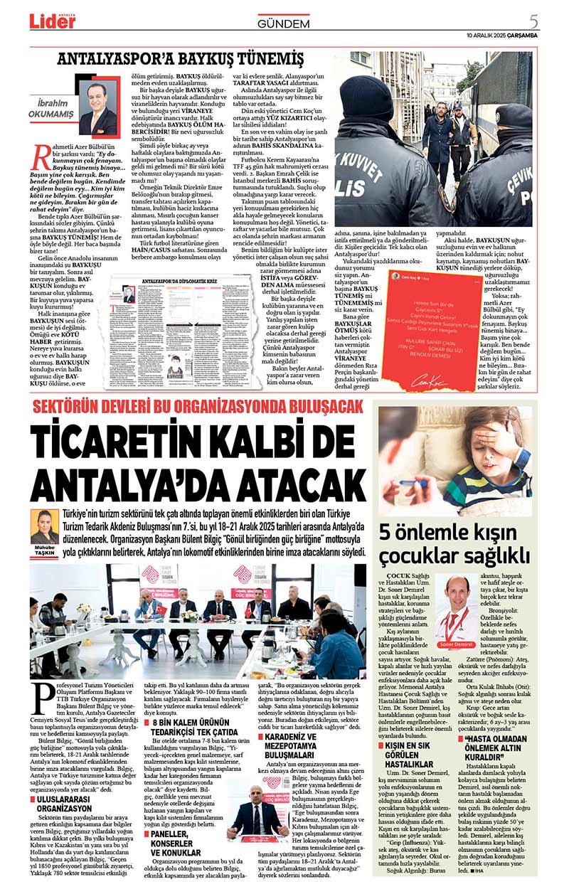10 A R A L I K 2025 L İ D E R G A Z E T E A N T A L Y A 5