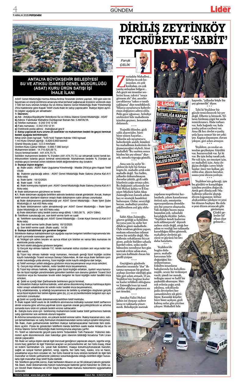11 A R A L I K 2025 L İ D E R G A Z E T E A N T A L Y A 4