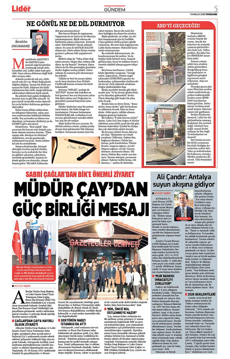11 A R A L I K 2025 L İ D E R G A Z E T E A N T A L Y A 5