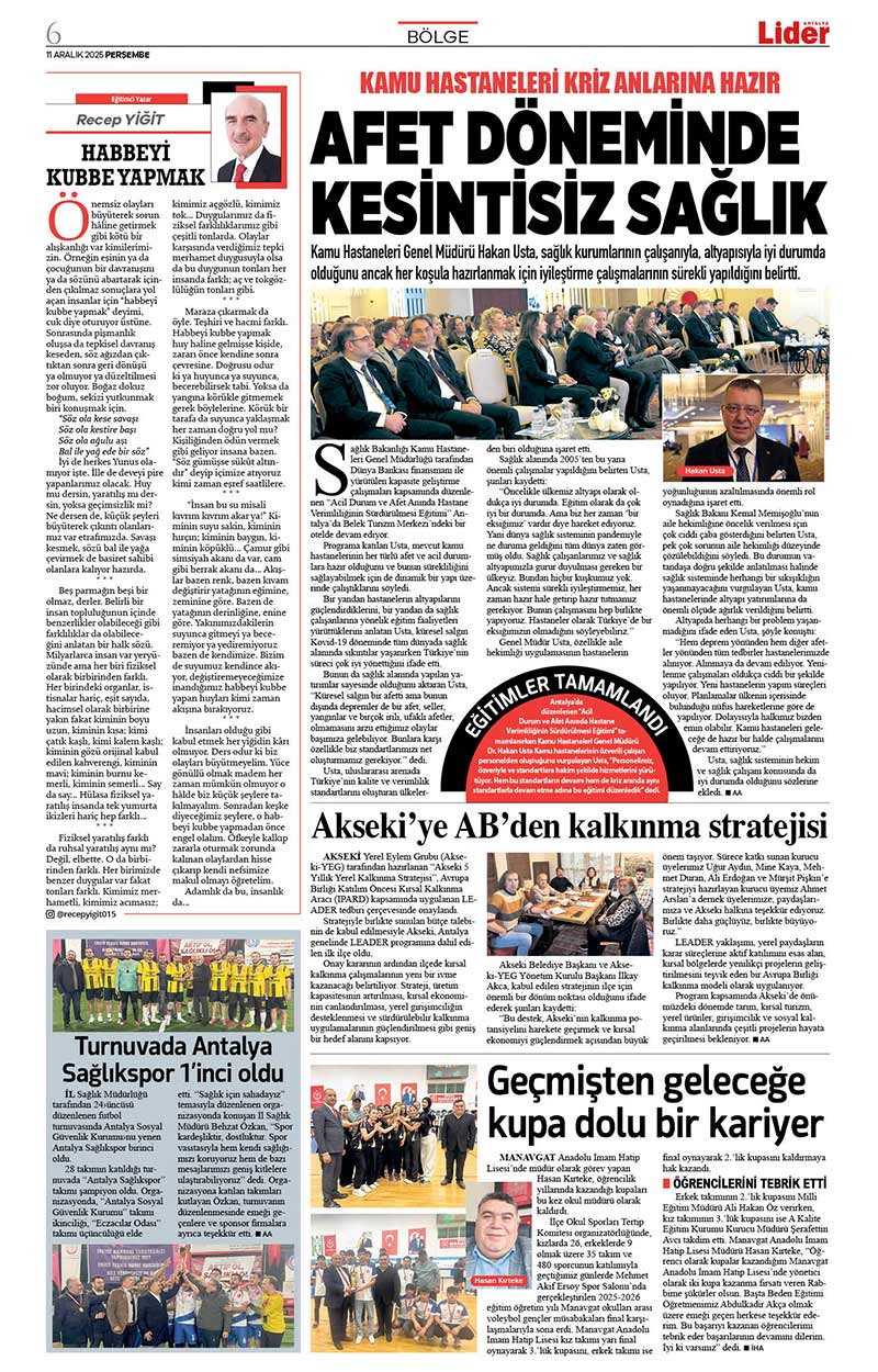 11 A R A L I K 2025 L İ D E R G A Z E T E A N T A L Y A 6