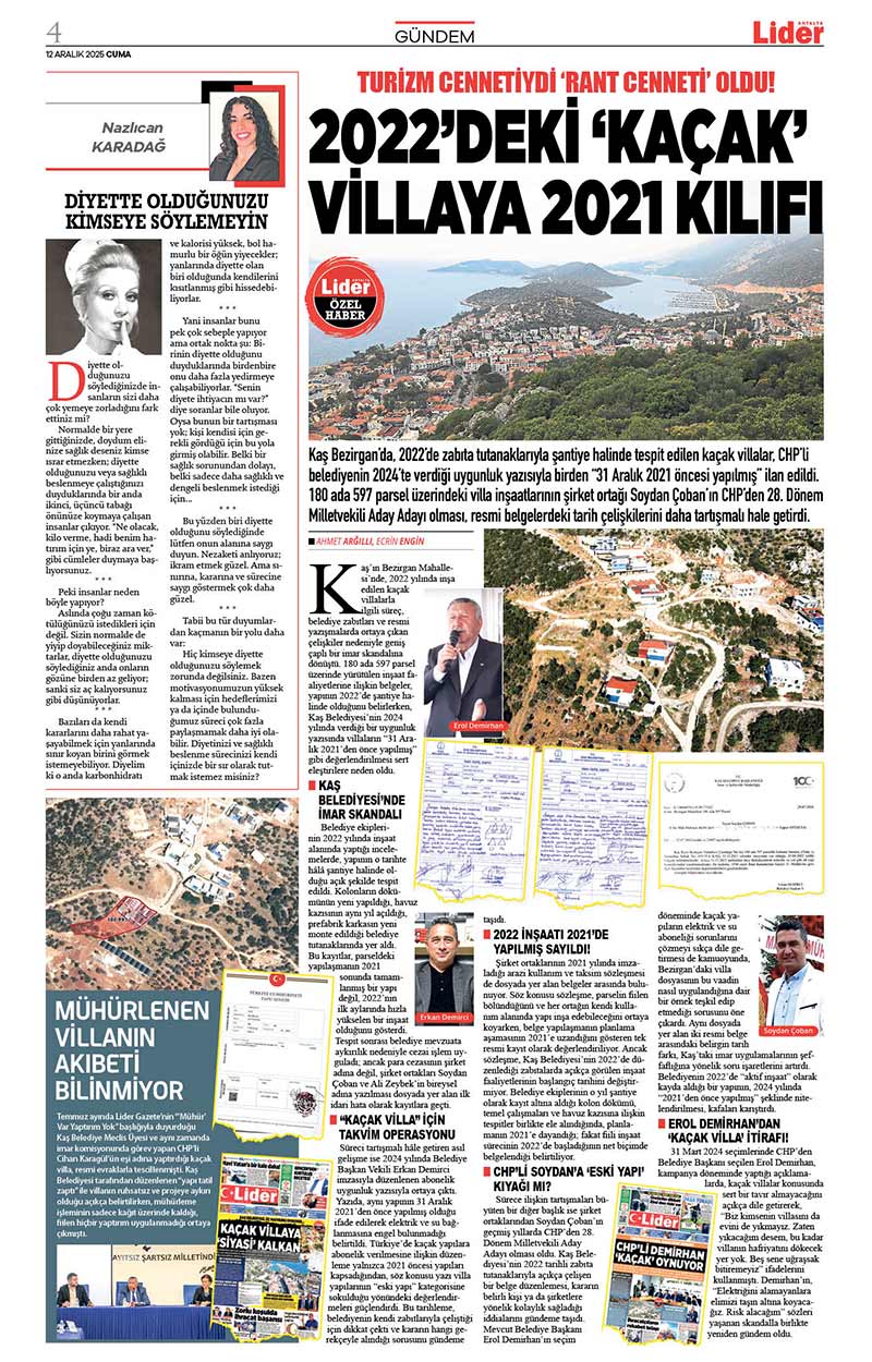 12 A R A L I K 2025 L İ D E R G A Z E T E A N T A L Y A 4