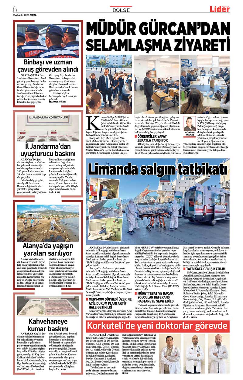 12 A R A L I K 2025 L İ D E R G A Z E T E A N T A L Y A 6