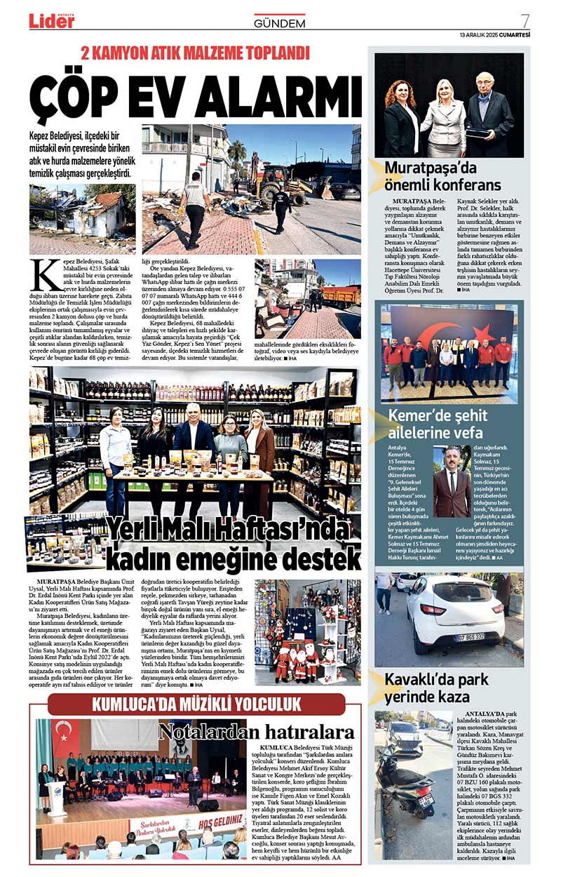 13 A R A L I K 2025 L İ D E R G A Z E T E A N T A L Y A 7