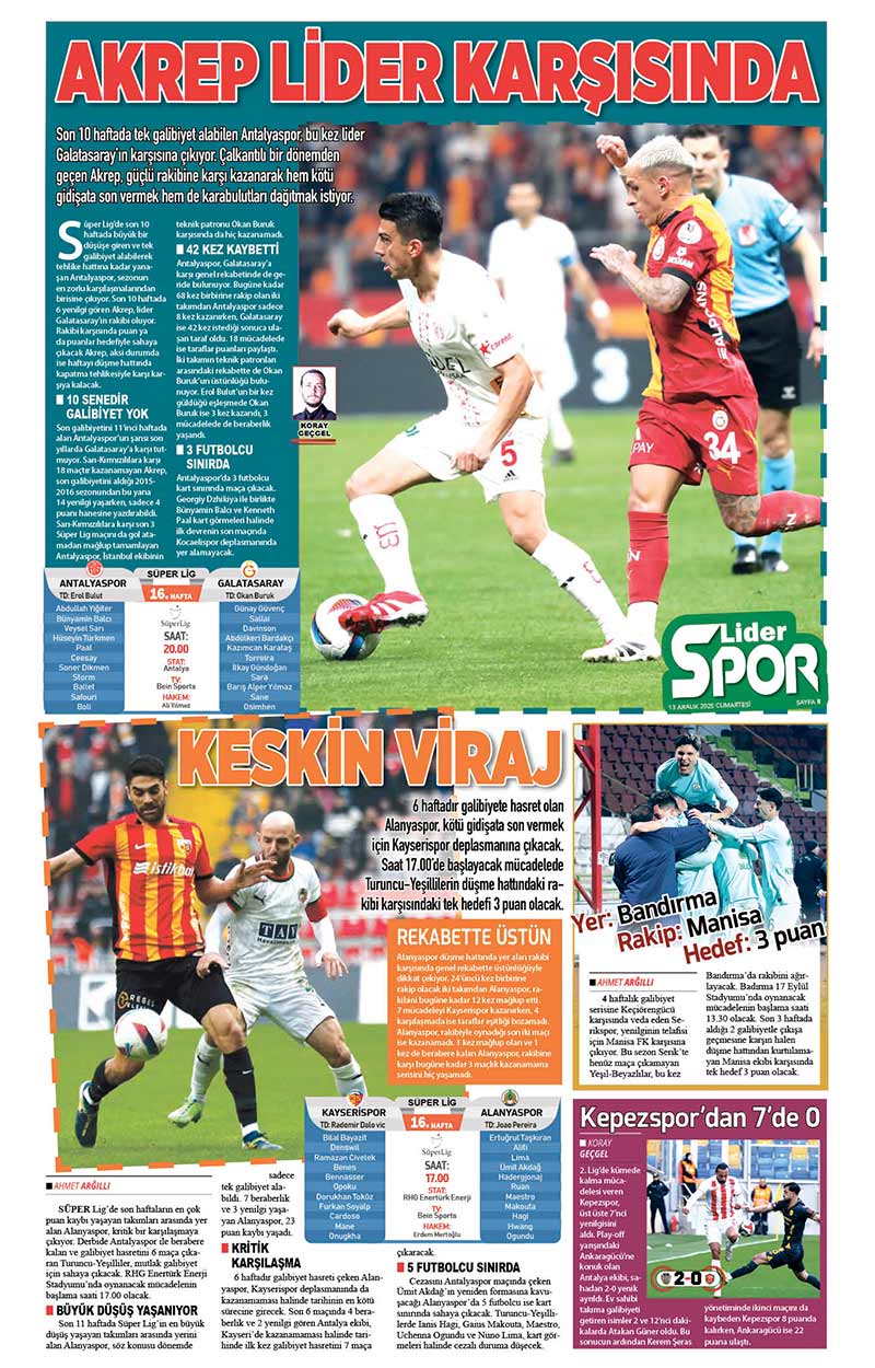 13 A R A L I K 2025 L İ D E R G A Z E T E A N T A L Y A 8