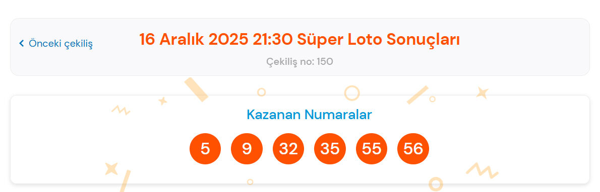 16 Aralik Süper Loto