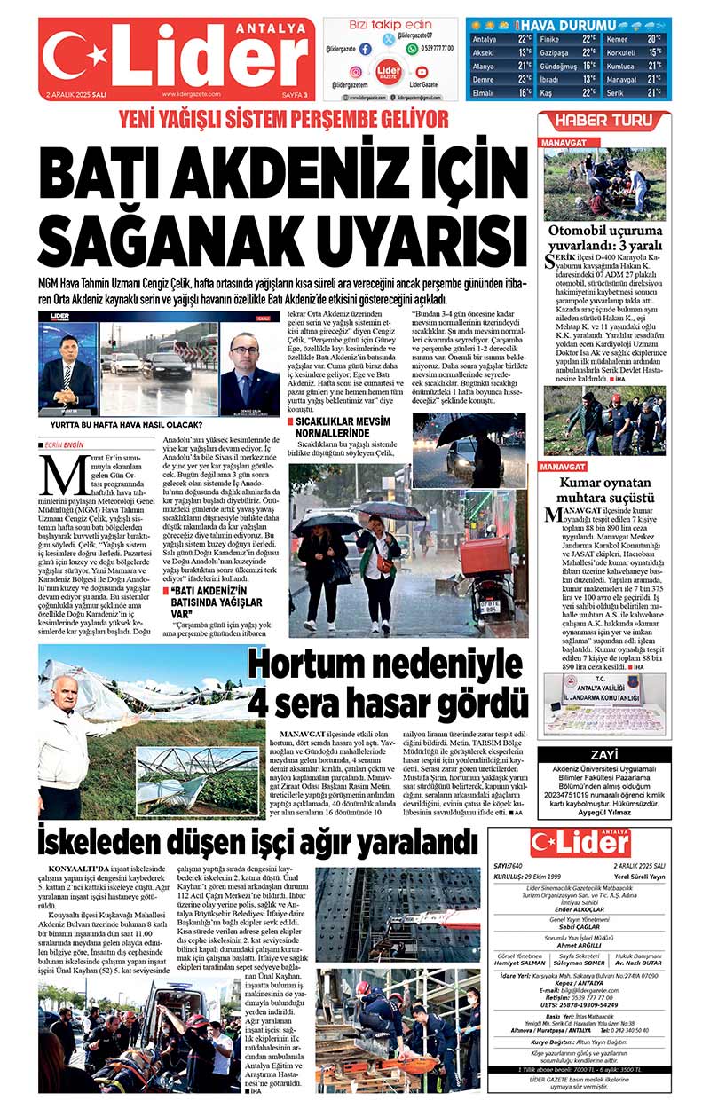 2 A R A L I K 2025 L İ D E R G A Z E T E A N T A L Y A 3