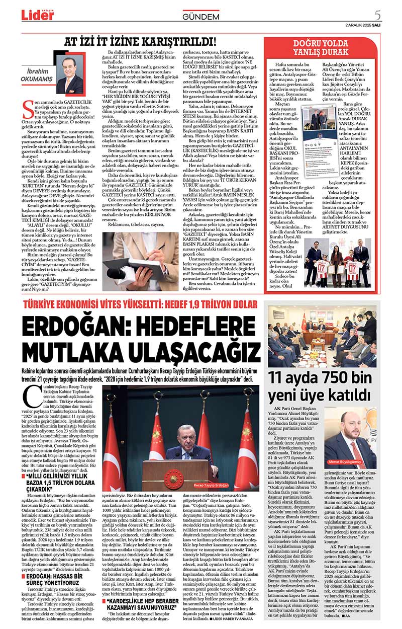 2 A R A L I K 2025 L İ D E R G A Z E T E A N T A L Y A 5