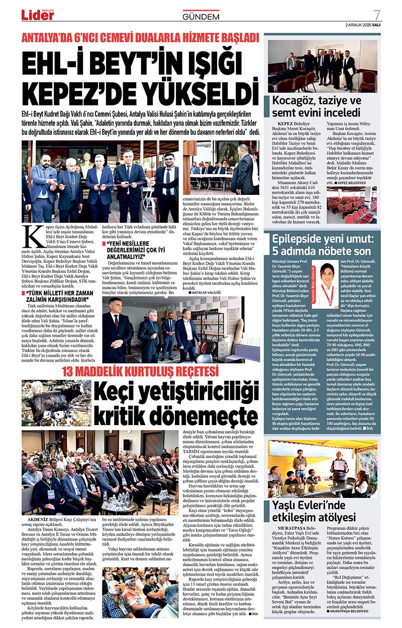 2 A R A L I K 2025 L İ D E R G A Z E T E A N T A L Y A 7